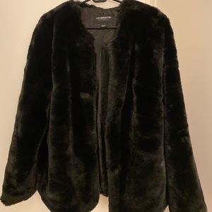 Black faux fur coat